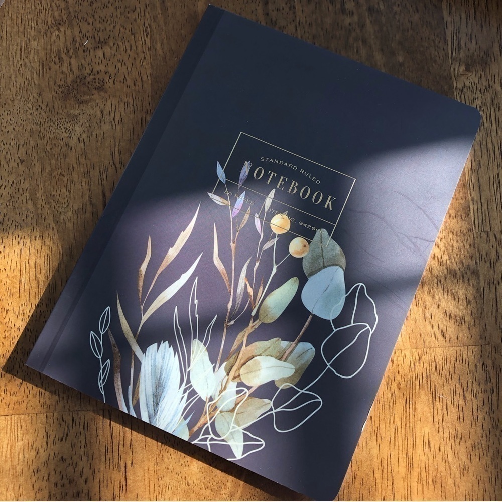 Black Floral lined Notebook